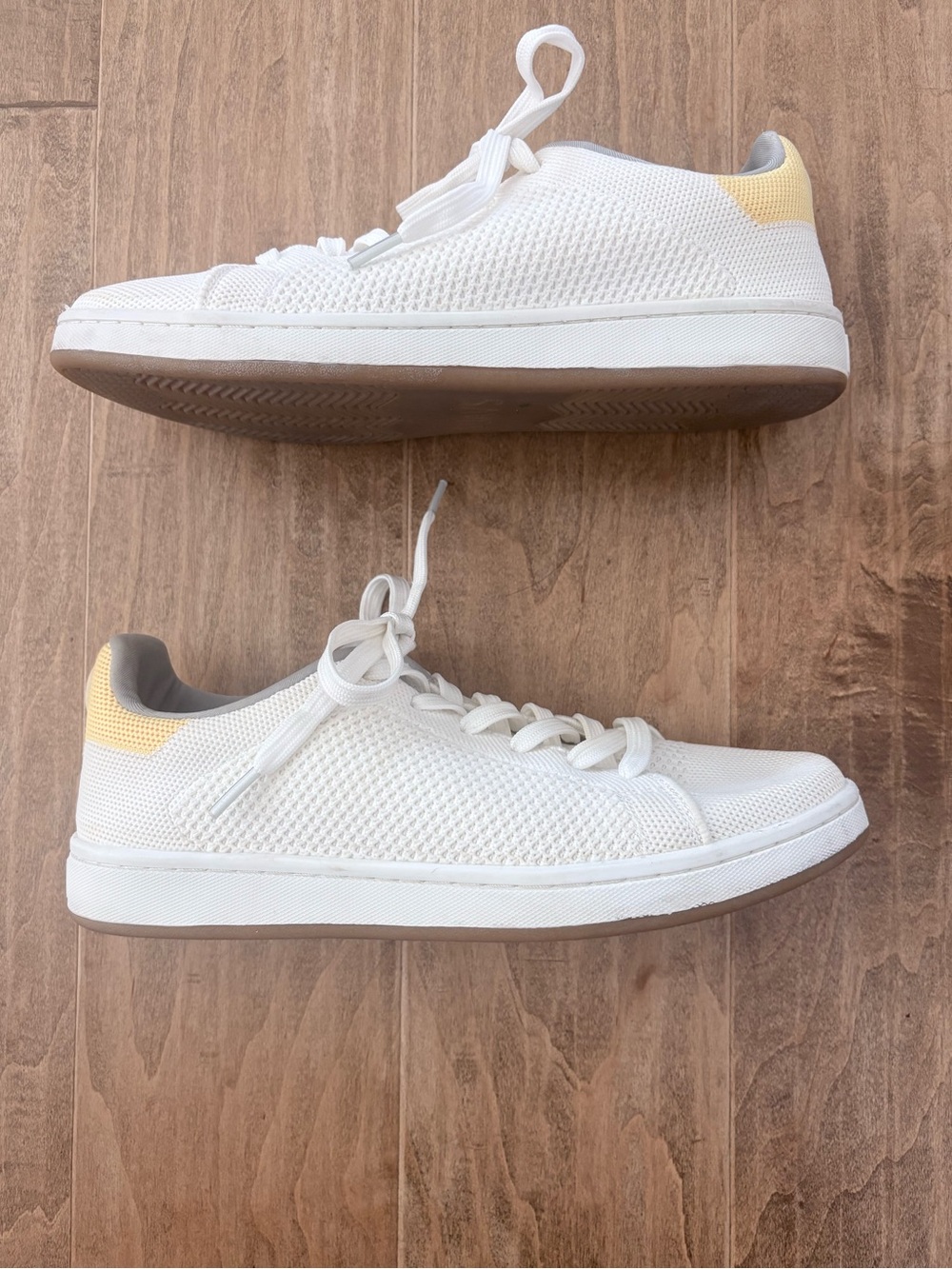 SUAVS Women's Breathable Knit Lace-Up Low Top Sneakers White/Yellow Sz 9 - Picture 3 of 9